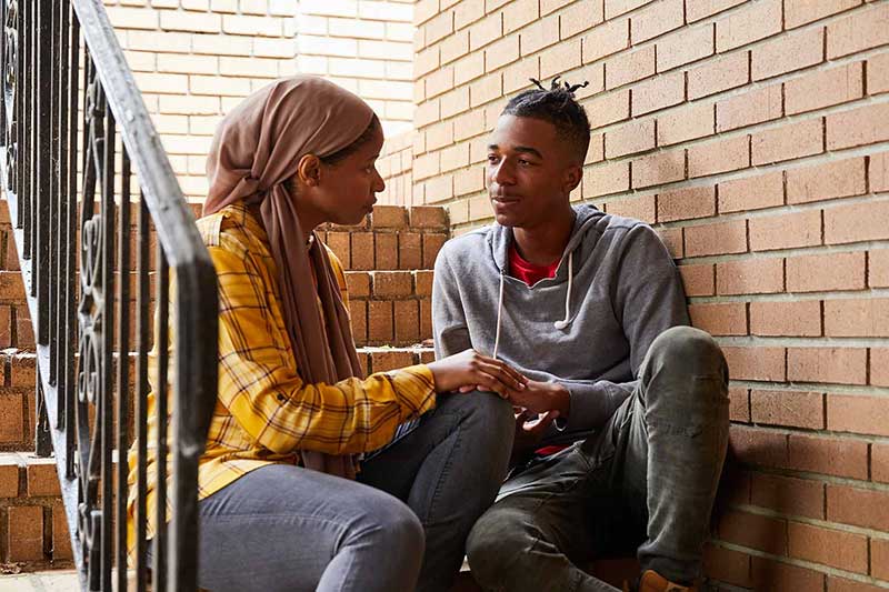 mom talking to grieving son about covid-19
